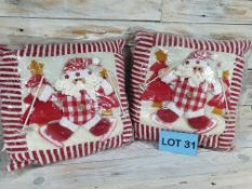 2 X 3D Knitted Christmas Cushions. 34cm X 34cm RRP £35.98