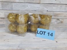 24 X 6cm Gold Tinsel Covered Baubles