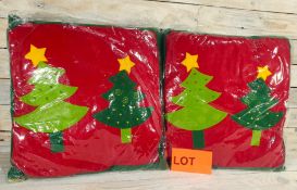 2 X 3D Fabric Christmas Tree Cushions. 35cm X 35cm