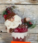 3D Fabric Santa In Metal Pail. 26cm X 20cm RRP £29.99