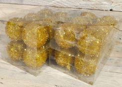 24 X Gold Tinsel Effect, 6cm Baubles