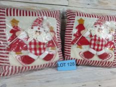 2 X 3D Luxury Santa Skiing Cushions, 35cm X 35cm RRP £35.98