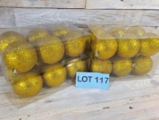 24 X Large Gold Glitter 8cm Baubles RRP £23.99