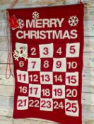 Giant Fabric Snowflake Advent Calendar With Pockets. 70cm X 45cm