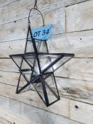 Metal and Glass, Star Candle Hanger. 26cm X 26cm