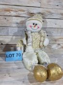 Weighted, Luxury 3D Fabric, Seated Snowman. 33cm When Seated. 60cm In Total.