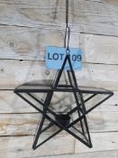 Metal and Glass, Star Candle Hanger. 26cm X 26cm