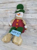 Weighted Luxury 3D Fabric Snowman. Seated Size 50cm. Total Length 80cm