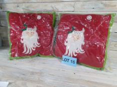 2 X 3D Fabric Christmas Cushions. 38cm X 38cm RRP £29.98