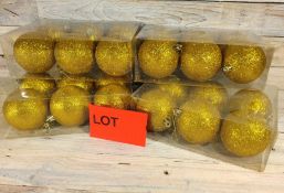 24 X 8cm Gold Glitter Baubles. RRP £23.99