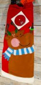 122cm Luxury Fabric, Reindeer With Blue Scarf, Christmas Tree Skirt