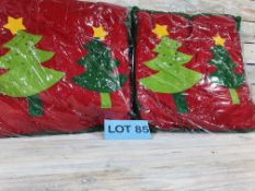 2 X 3D Fabric Christmas Tree Cushions. 35cm X 35cm RRP £29.98