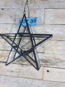 Metal and Glass, Star Candle Hanger. 26cm X 26cm