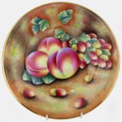 Pair of Leaman Hand Painted Fruit Cabinet Plates