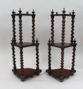 Pair of Antique Wall Hanging Corner Whatnots