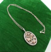 Diamond & 14ct Gold Oval Locket on Chain