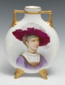 Victorian Hand Painted Gilded Moon Flask c.1890