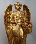 Hand Painted Gold Composite Angel on Pedestal