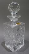 Vintage Royal Brierley Crystal Square Shaped Spirit Decanter