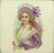 Victorian Framed Lady in Bonnet Tile