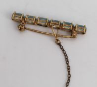 Edwardian Aquamarine 14ct Gold Brooch