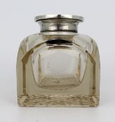 Fine Antique Large Cut Glass Silver Mounted Inkwell