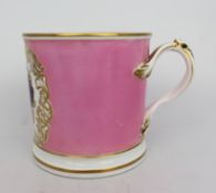 Mid 19th c. Floral Rose Pompadour Tankard