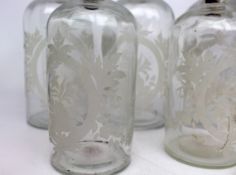 Set of 5 French Etched Chemists Bottles