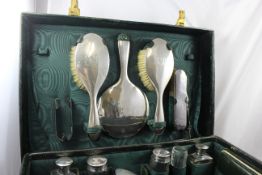 Early 20th c. Cased Silver Travelling Vanity Case by Walker & Hall