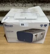 Swan 4 Slice Toaster Spruce Blue. RRP £100. Grade U