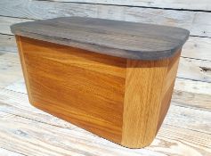 Solid Oak Bread Bin With Grey coloured Top by John Lewis rrp £69