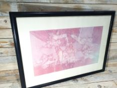 Black Ebonised Framed César Manrique Print by the Famous Spanish Artist. 75cm x 55cm Rrp £99