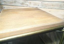 Solid Oak Wood and Metal Designer Side Table in Antique Grey 30cm x 30cm x 30cm. Rrp £299