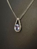 Beautiful 1.59 CT Unheated Ceylon Blue Sapphire Diamonds & Platinum Pendant