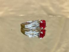 Natural Burmese Ruby Ring 3.35 Ct With Natural Diamonds & 18kGold