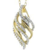 9ct Yellow Gold Drop Cluster Diamond Pendant and Chain 0.20 Carats
