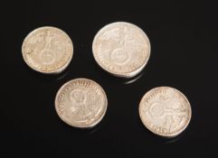 4-teiliges Konvolut von Münzen 