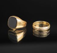 2-teiliges Konvolut von Herrenringen 585 GG