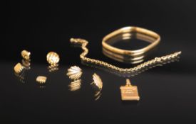 7-teiliges Konvolut von Schmuck 750 GG