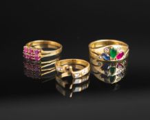 3-teiliges Konvolut von Ringen mit Edelsteinbesatz