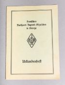 Urkundenheft über das Deutsche Radsport-Jugend-Abzeichen in Bronze (1935)