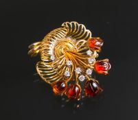 Brosche mit Steinbesatz 750 GG