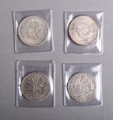 4-teilies Konvolut von mexikanischen Silbermünzen
