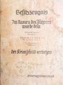 Besitzzeugnis über das Krimschild (2. WK)