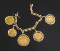Münzarmband mit fünf verschiedenen Goldmünzen