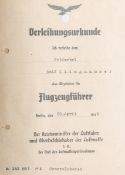 Verleihungsurkunde über das Abzeichen für Flugzeugführer (2. WK, 1944)