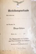 Große Verleihungsurkunde über das Abzeichen für Fliegerschützen (2. WK, 1940)