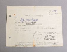 Vorläufiges Besitzzeugnis über das Spanienkreuz in Silber (2. WK, 1939)