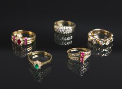 5-teiliges Ring-Konvolut in versch. GG-Legierungen