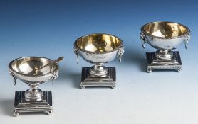 3-teiliges Konvolut von Salièren, Empire, Frankreich, Paris um 1800